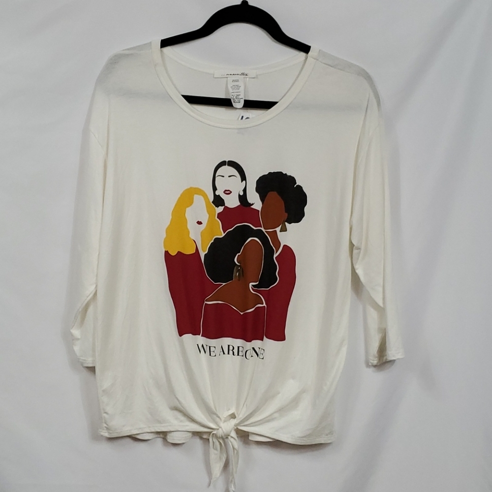 Graphic Long Sleeve Tee by Unwritten, WE ARE ONE, Medium NWOT